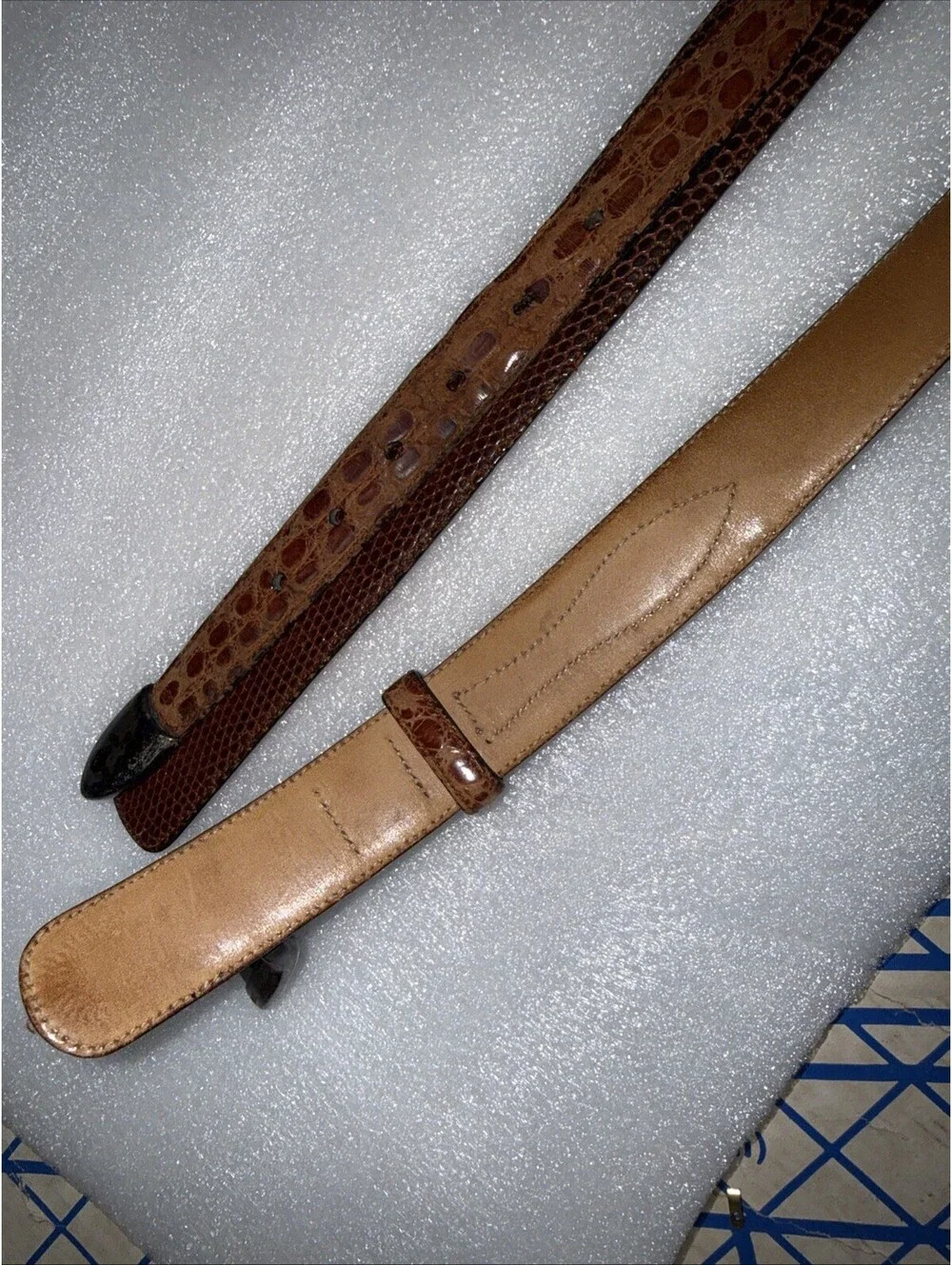 Vintage Markus Neumann Genuine Crocodile/Lizard Leather Belt Brown  38 Spain